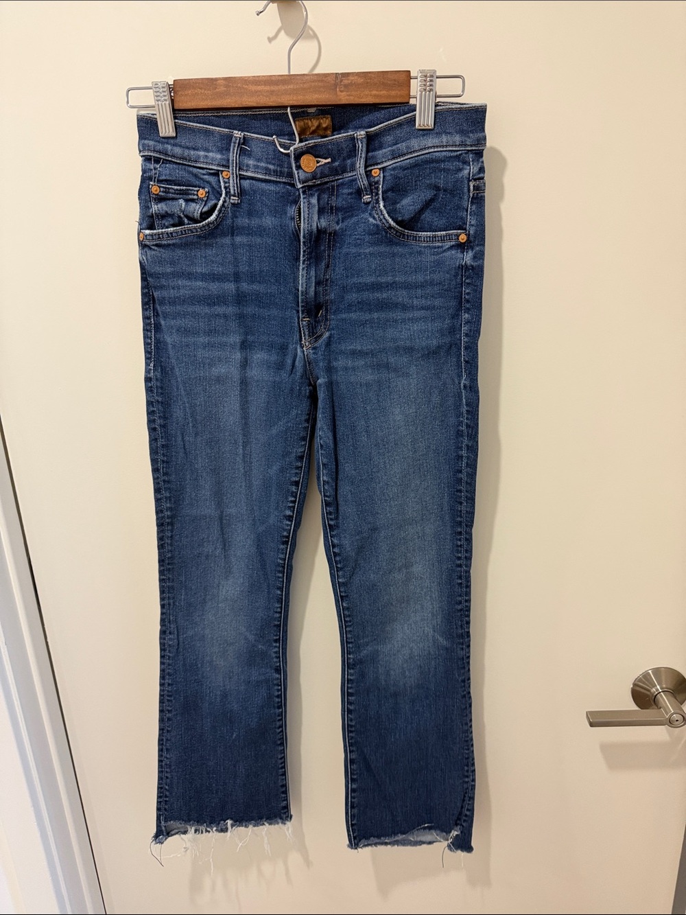 Mother denim the insider crop step fray jeans in teaming up